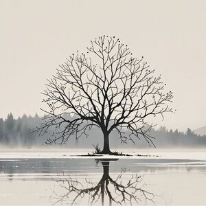 Lone tree HD metal art print 4 x 6 inches